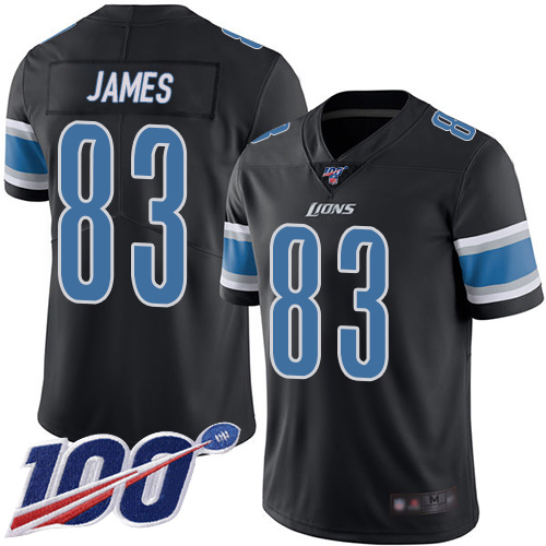 Detroit Lions Limited Black Men Jesse James Jersey NFL Football 83 100th Season Rush Vapor Untouchable